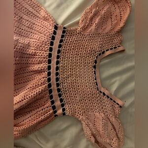 Pink hand woven tatted baby doll dress